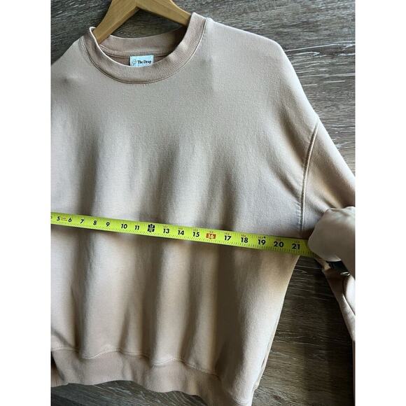 The Drop Women's Round Neck Long Sleeves Pullover Sweatshirt Cream Neutral Sz S - Picture 6 of 9